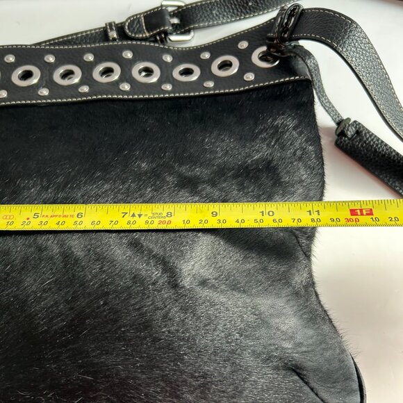Aqua Madonna Crossbody/Shoulder Bag in Black, accented with Grommets and Studs - Picture 8 of 14